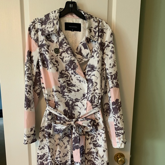 Pink Tartan Pink Floral Trenchcoat, size Medium - Picture 2 of 8